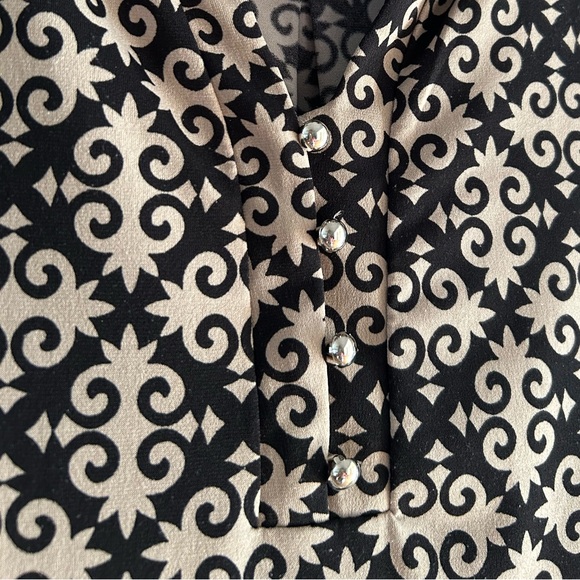Dana Buchman Black and Cream Geometric Sleeveless Blouse, Size XL - Picture 5 of 7